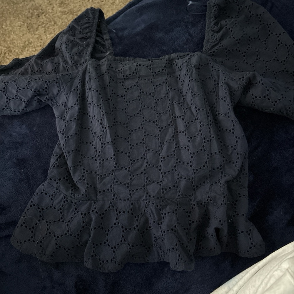Draper James Navy Eyelet Blouse